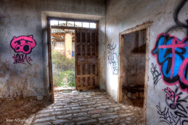 Door. Abandoned building