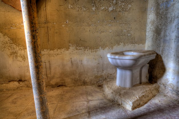 Toilet seat. Abandoned building